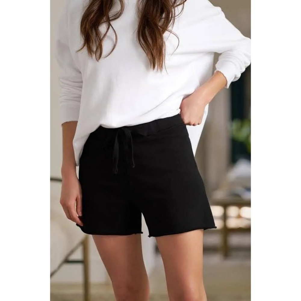 Frank & Eileen Pearl Favorite Sweatshorts Black Cotton Raw Hem LAB635TF